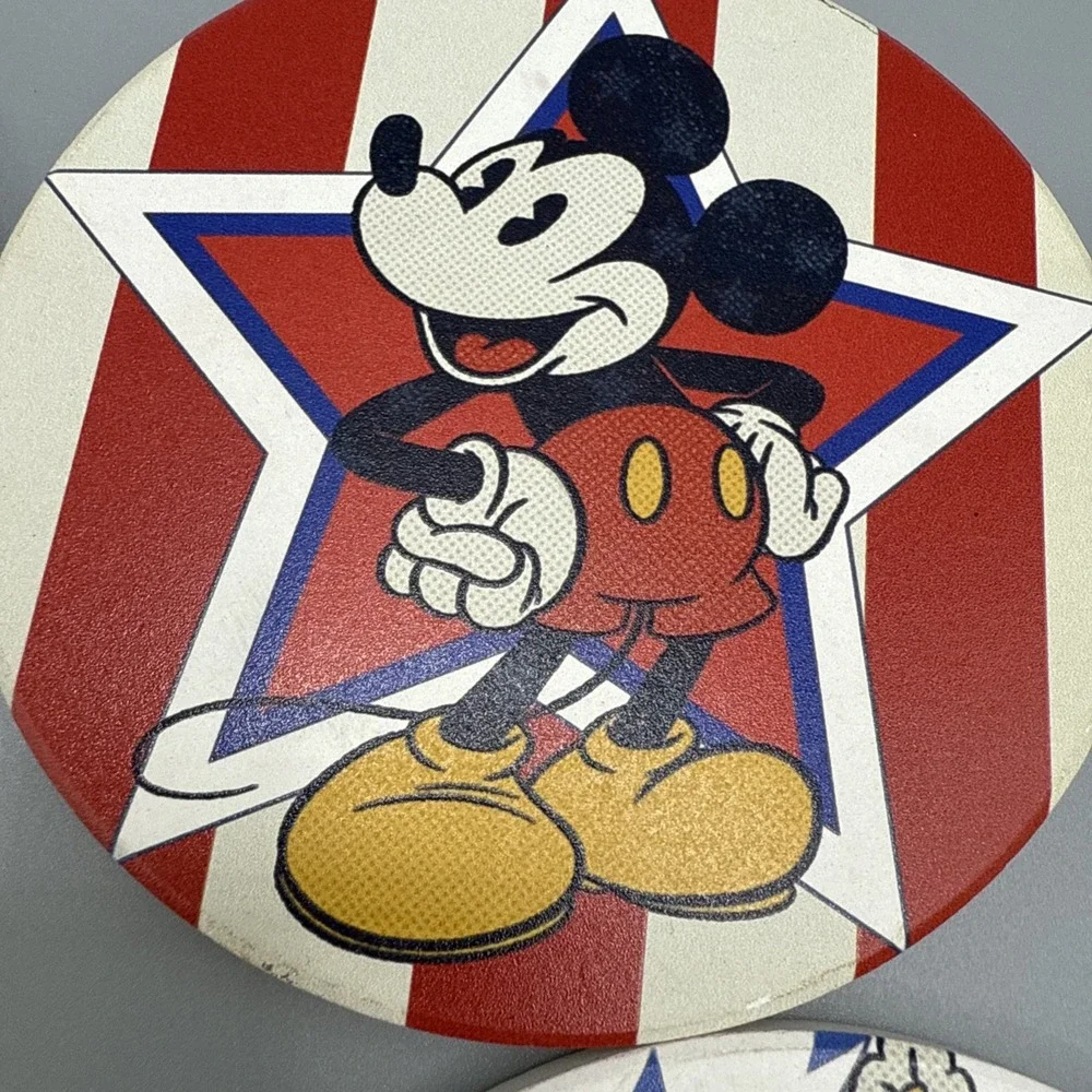 Disney‎ Mickey & Minnie Mouse Stars & Stripes Patriotic Ceramic Coasters 4 pack